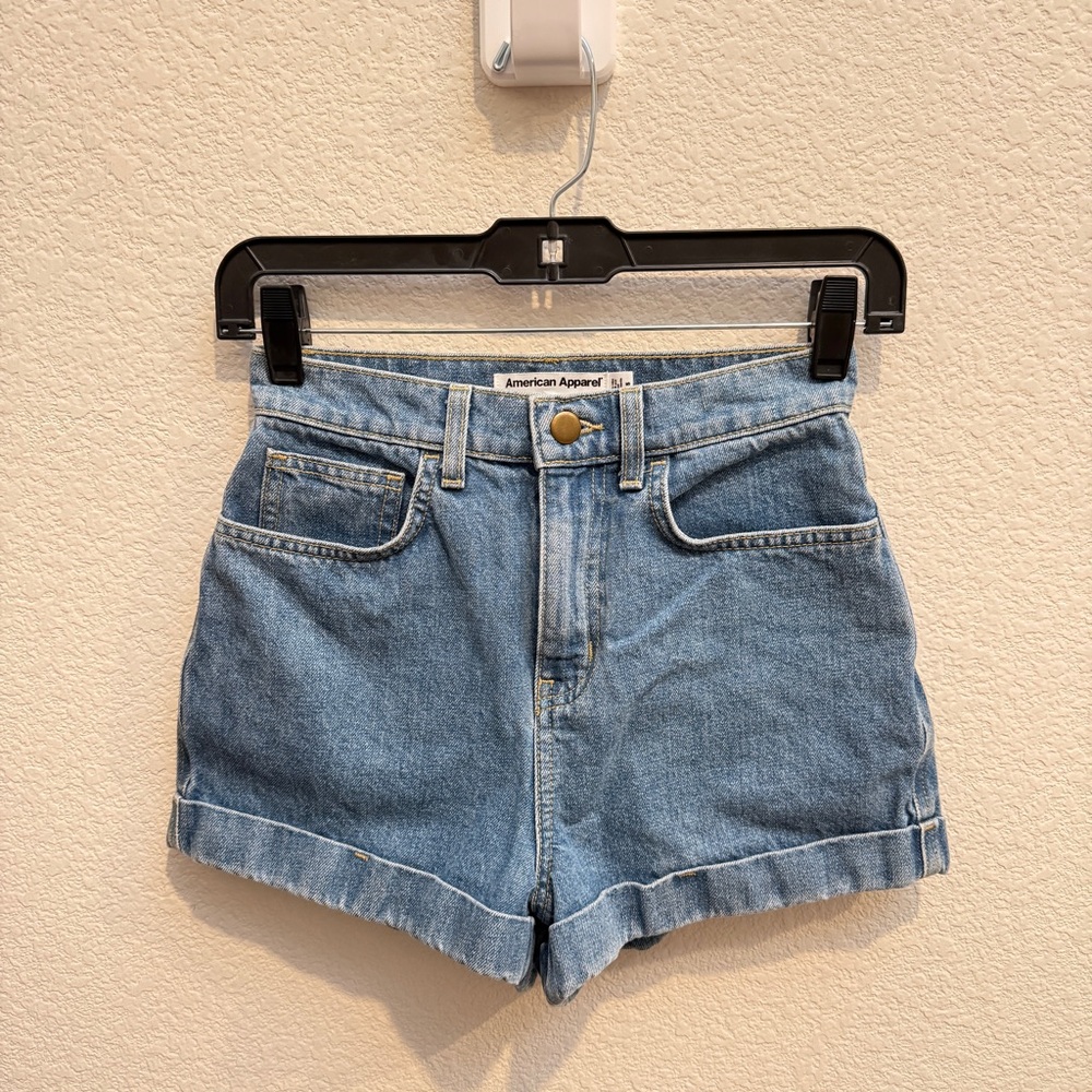 American Apparel Light Blue Denim High-Rise Shorts
